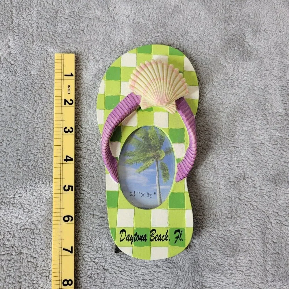Daytona Beach Florida Flip Flop Photo Frame 2x3 3D Seashell Beach Souvenir S84E